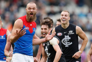 Max Gawn visibly shocked by Umps decision that he overstepped the mark