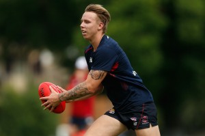 MELBOURNE, AUSTRALIA - NOVEMBER 9: James Harmes of the Demons in action during the Melbourne Demons training session at Gosch's Paddock, Melbourne on November 9, 2015. (Photo: Adam Trafford/AFL Media)