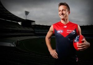 MELBOURNE, AUSTRALIA - FEBRUARY 4: Jack Grimes poses for a photograph during the Melbourne Demons official team photo day at the MCG in Melbourne on February 4, 2016. (Photo by Michael Willson/AFL Media)